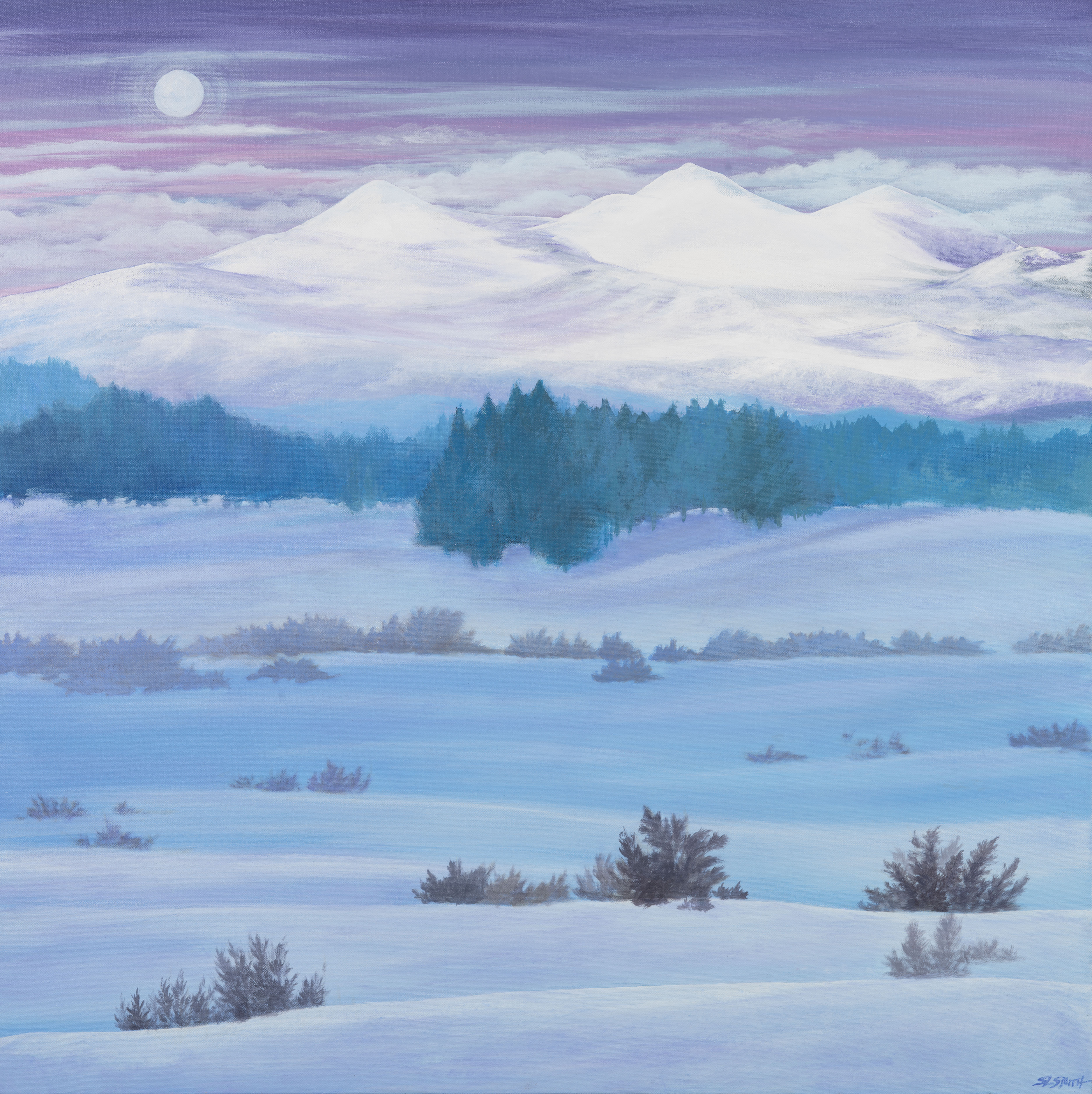 Tahoe Martis Valley Twilight - Truckee and Lake Tahoe fine artist landscape painter nature meadow