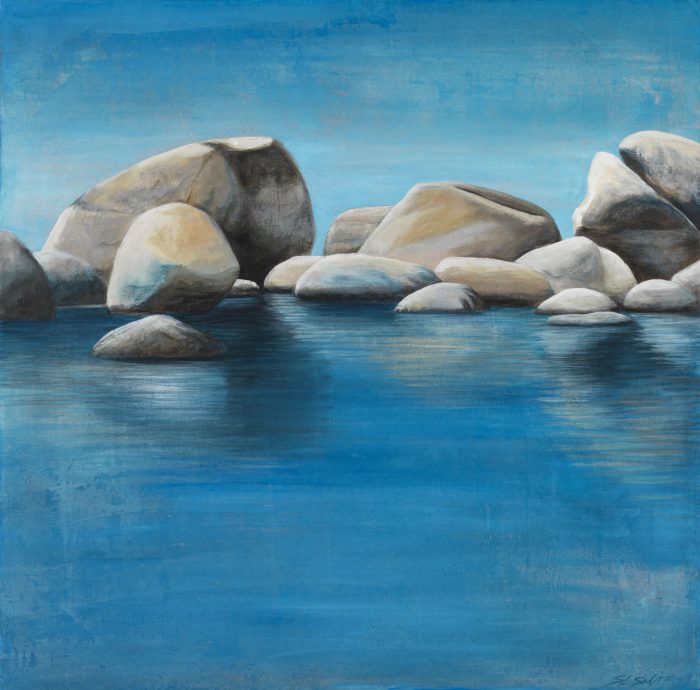 Tahoe Reflections - Truckee and Lake Tahoe fine artist landscape painter nature painting sky boulders